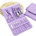 16 Pcs Stainless Steel Color-Coated Manicure and Pedicure Set with Leather Case for Travel and Home Use | Random Color. 
