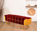3 Seater Luxury sofa sitting Stool With Metal Stand- 3 seater Pouf Stool-Luxury Ottoman Stool. 