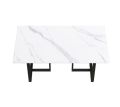 60'' Modern and Minimalist Rectangular Marble Effect Sheet Dining Table, Black Metal Frame, Curved Corners. 