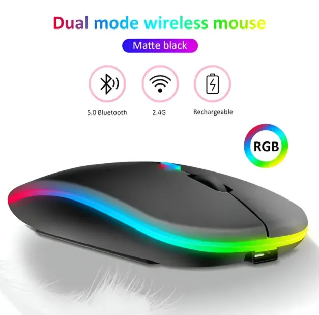Wireless Rechargeable Mouse – Ultra Thin Design, RGB Lights, Adjustable ...