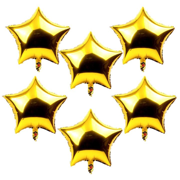 GOLDEN STAR FOIL BALLOONS ( PACK OF 6 STAR SHAPE FOIL BALLOONS )