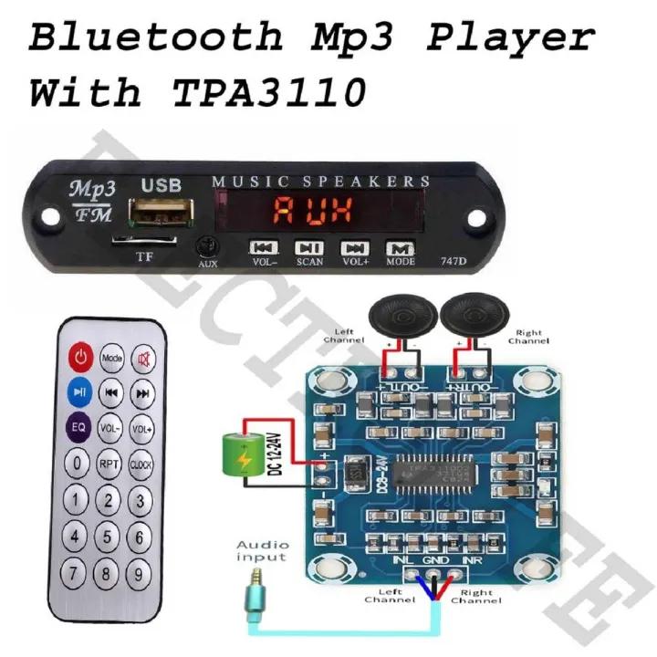 Bluetooth%20MP3%20Audio%20Module%20with%20Remote%20Control,%20AUX,%20TF,%20USB%20&%20FM%20Radio%20-%20Image%202