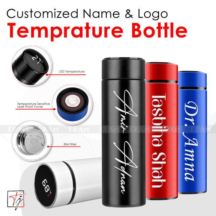 Customized Temperature Water Bottle   - Stainless Steel LED Temperature Display Vacuum Insulated Coffee Thermos   - Customized Name / Logo Thermal Flask For Hot & Cold Drink   - Travel Bottle - Coffee Mug - Water Bottle - Temperature Water Bottle For Outg