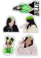 A5 uncut Billi Eilish Stickers, Singer , Bad Guy green American. 