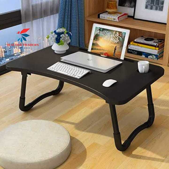 Wooden Gaming Laptop Table For Bed Foldable Stand Ergonomic Portable Drawing Notebook Reading Breakfast Serving With Inbuilt Tablet And Cup Hold Slots Couch Black Brown Beige. Floor Gaming Computer 0.75 Inches Thick Wood. High Quality Stand
