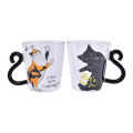 250ML Cute Cat Glass Juice Coffee Cup Milk Tea Coffee Glass Mug Cat Tail Handle. 