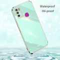 Biruiqu for Infinix Hot 9 Play Back Cover Luxury 6D Plating Frame Shiny Bling Phone Pounch Soft Silicone Square Phone Case. 