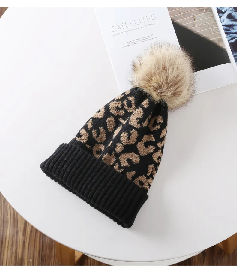 Leopard winter hat on sale