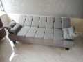 Sofa CumBed Imported Jute Fabric Grey Colour office, diningroom,room customize. 