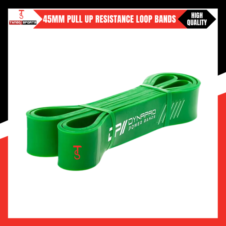 45mm Resistance and Pull Up Band for Chin Ups, Pull Ups and Stretching (Resistance 18.1 Kg to 36.3 Kg),1.25" Wide, Rubber, Green - Resistance Band Loop 50-125 LBS, latex band, therapy band