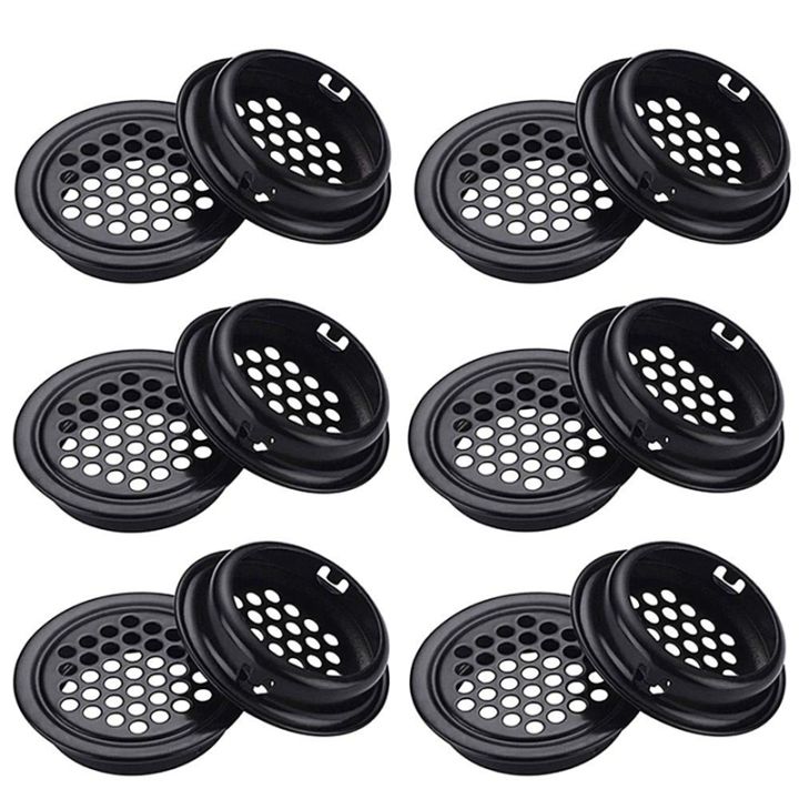 Round Ventilation Grille Cabinet Air Vent Hole Grille 35mm 30 Pieces Black for Bathroom Cabinet Wardrobe Shoe Cabinet