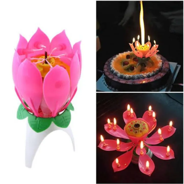 Flower Rotating Birthday Candle For Celebration - Flower Birthday Cake ...
