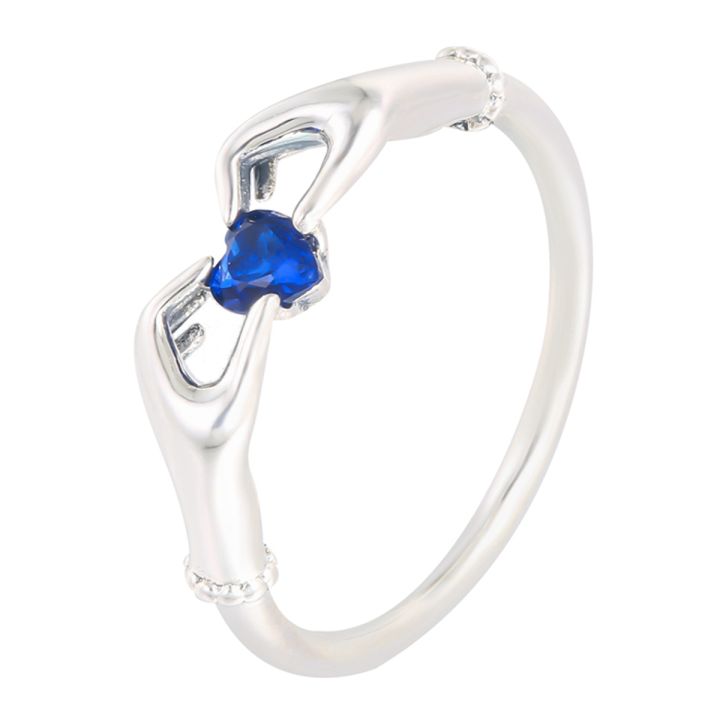 Trendy Heart Shape Mother Ring Jewelry Bule Stone Fashion Jewelry Ring For Women