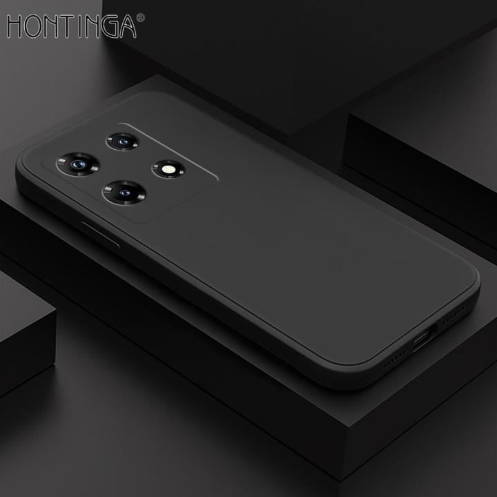 Hontinga for Infinix Note 30 Pro Back Cover Simple Candy Color Phone Case Square Edge Liquid Silicone Mobile Cover