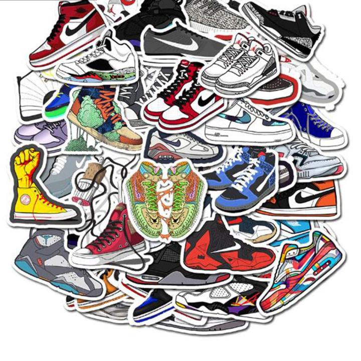 50Pcs  Jordan Sneaker Tide Shoes Sticker Waterproof For Laptop Skateboard Luggage Decal