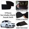 4 Pieces Foldable Dark Sun Shades For Suzuki Swift (Dark Black) - 4 Pieces. 