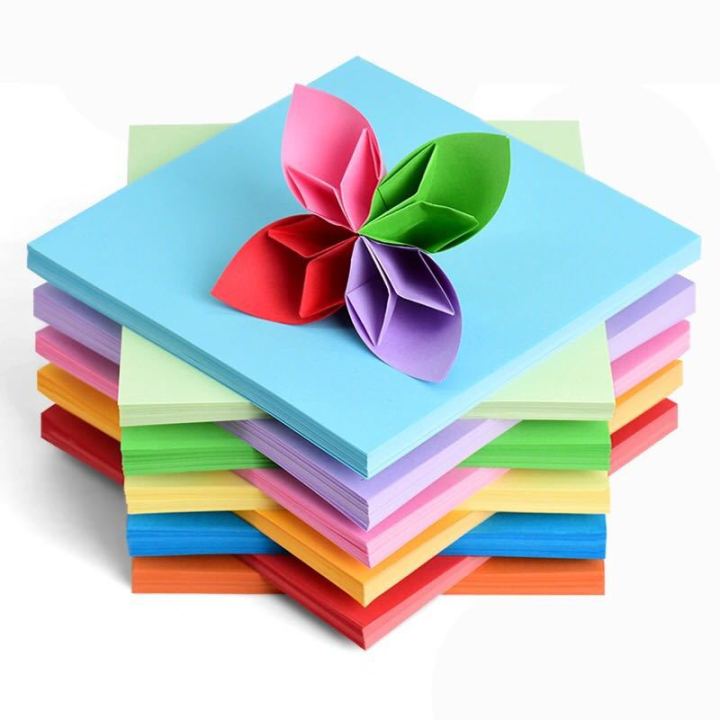 100pcs Square Origami Paper Double Sides Solid Color Folding Paper Multicolor Kids Handmade DIY Scrapbooking Craft Decor Mascaraara