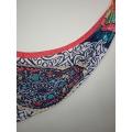 Printed Hijab -Blue & Coral Tones. 