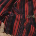 Ethnic Style Orange Red Blue Wide and Narrow Striped Thin Cotton Linen Dress Pants Han Clothes Handmade Fabric. 