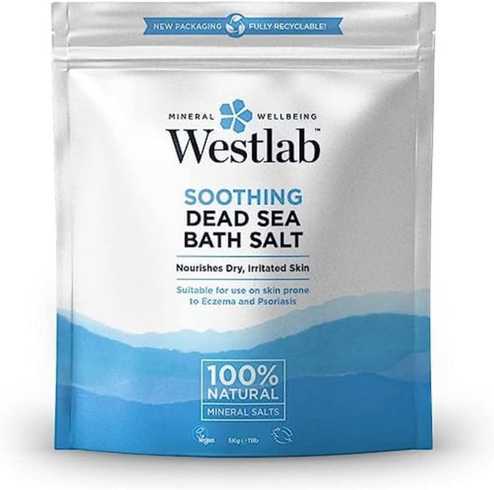 Westlab - Soothing Dead Sea Salt - 1kg Resealable Pouch - 100% Natural, Pure & Unscented Mineral Salts - Nourishes & Soothes Dry, Irritated Skin