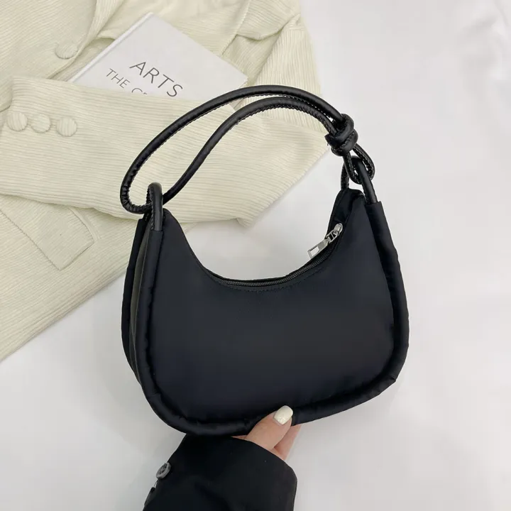 %7B%20BAGOO%20%7D%20Fashion%20Nylon%20Half%20Moon%20Crescent%20Handbag%20Pure%20Zipper%20Portable%20Shoulder%20Tote%20Bag%20-%20Image%209