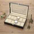 12 Grids PU Leather Watch Display Case Storage Box Organizer Watch Jewelry Display Box. 