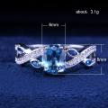 Silver Plating Blue Zircon Diamond Rings for Girls Women - SS-HS-B2808. 