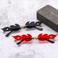 Fire Flame Sunglasses Women Men Brand Designer Trendy Rimless Sun Glasses Novelty PC Frame UV400 Shades Party Cosplay Eyewear. 
