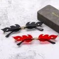 Fire Flame Sunglasses Women Men Brand Designer Trendy Rimless Sun Glasses Novelty PC Frame UV400 Shades Party Cosplay Eyewear. 