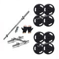 5 in 1 Set of 25kg 30kg 45kg Rubber Coated Plates 3ft Solid Rod Dumbbells Weight Plates 2 Dumbel Rod Free Gloves. 
