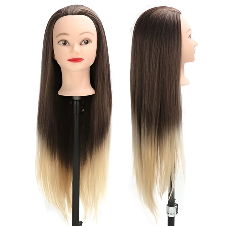 Hair Dummy Training Head For Soft Hair Multipurpose Hair Styling Practice Salon Cutting Hair (Golden Black)