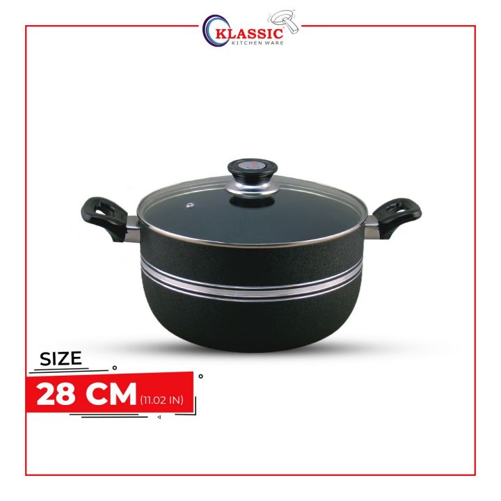 KLASSIC Casserole / Cooking Pot 28Cm with Glass Lid Non Stick