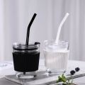 Eco-Friendly Stylish And Leakproof Glass Cup With Lid, Straw And Sleeve For Soda, Juice, Milk And Other Drinks. 