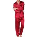 Mens Silk Satin Pajamas Set Night Dress with Shirt and Trouser Set For Men Sleepwear Loungewear. 