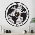 World Map Wall Clock - Wooden Wall Clock Modern Design 3D Stickers Hanging Clock Decorative Watch Home  Wall Clocks. 