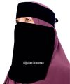 Short Length Saudi Niqab Patti with Flap & Bukram - Girls' Saudi Style Hijab with Label Logo. 