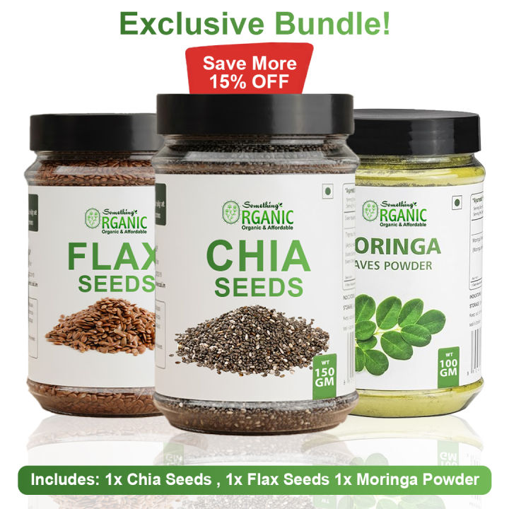 Bundle Of 3 Chia Seeds + Flax Seeds + Moringa Leaf Fine Powder ...