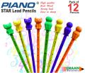Piano Lead Pencil Star with Eraser (Pack of 12Pcs). 