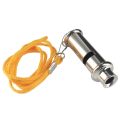 New With Neck Chain Metal Whistle Stainless Steel High Frequency Police Whistle Yellow Lanyard Outdoor Whistle. 
