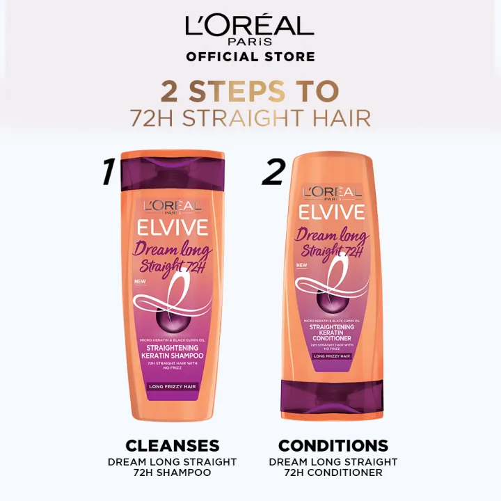 L'Oreal%20Paris%20Elvive%20Dream%20Long%20Straight%2072Hrs%20Straightening%20Keratin%20Conditioner%20-%20175ml%20For%20Long,%20Damaged%20Hair%20-%20Image%202