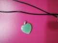 Heart Shape Green Aventurine Stone Green Crystal Pendant Natural Healing Gemstone Bead Necklace Jewelry 25mm. 