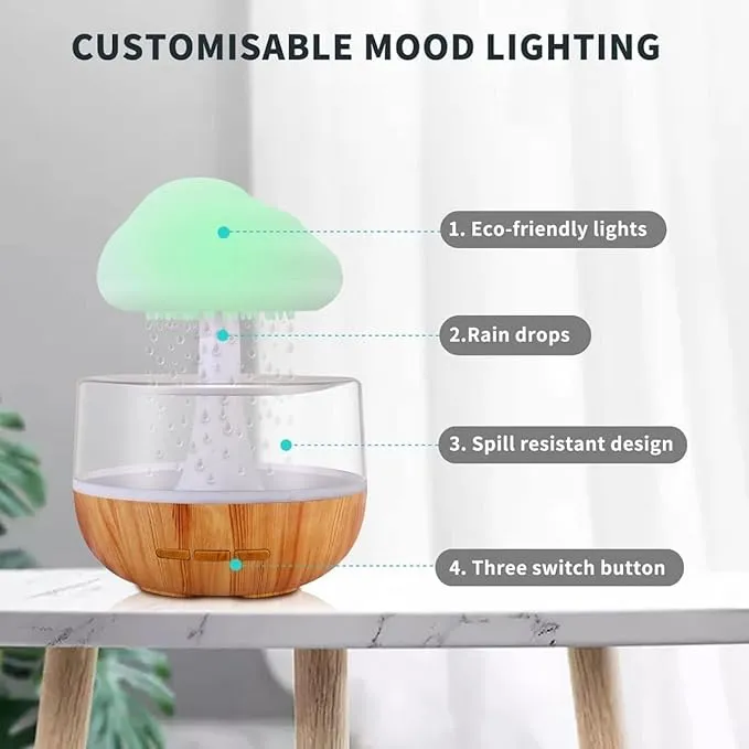 Rain Cloud Humidifier with LED Night Light and Aromatherapy Function