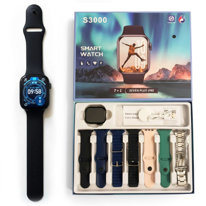 New SMART WATCH S3000 – 2.09" HD Display, 7 Watch Straps | Daraz.pk
