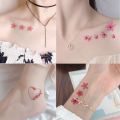 [Ready Stock] Tattoo sticker waterproof lasting feminine collarbone ankle cherry blossom flower small fresh student girl tattoo sticker. 