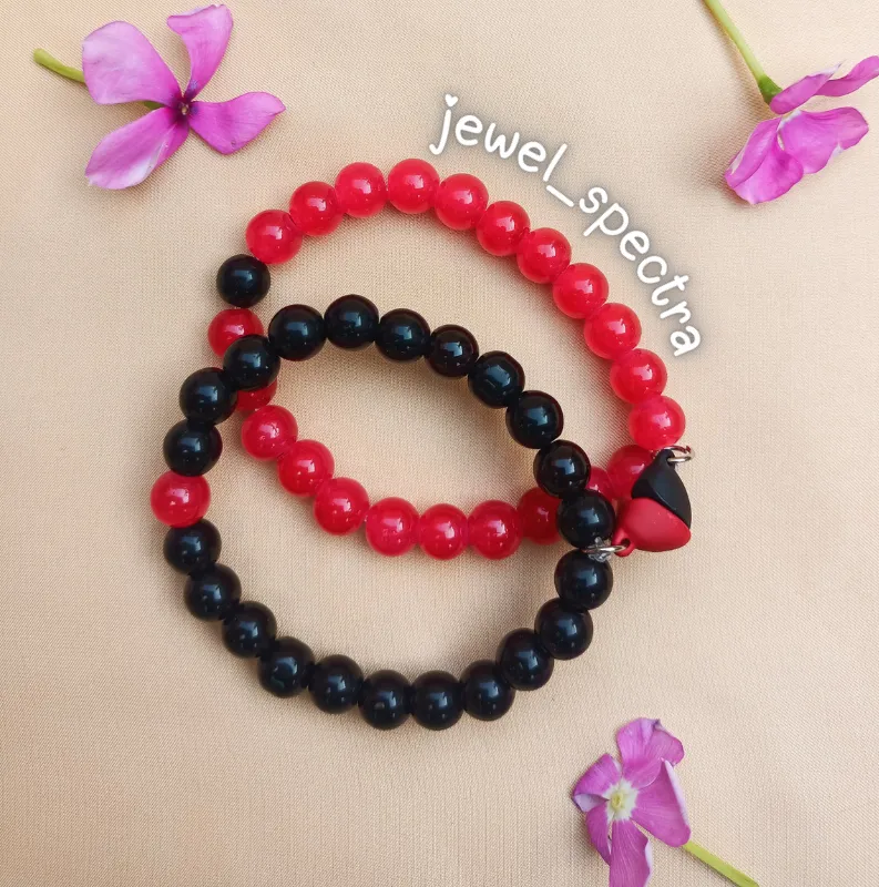 Pair of Friendship Magnet Heart Bracelet Spider Bracelets