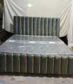 Stylish wooden gold strip bed, furniture factory. 