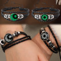 2Pcs Fashion Romantic Sun Moon Lovers Luminous Gemstone Woven Couple Bracelet. 