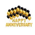 Happy Anniversary decoration set Anniversary Surprise theme Happy Anniversary Foil Balloons Banner, Golden & Black Latex Balloons anniversary Combo theme Pack.. 