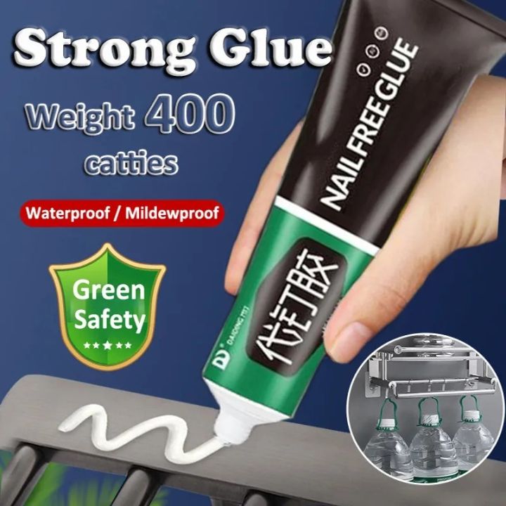 60g All-purpose No More Need Nail Glue  Multi-Purpose Nail-Free Glue  Quick-Drying Waterproof Invisible Strong Adhesive Sealant Glue  Kitchen Bathroom Hanging Rack Fixed Glue for Plastic Glass Metal Ceramic