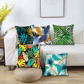 Throw Pillow Cover Breathable Assorted Leaves Flower Printed Pillowcase. 